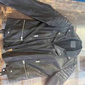 All Saints Black Leather Biker Jacket